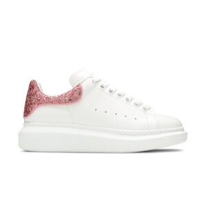Baskets Wmns Alexander McQueen Sneaker Oversize Blanc Rose Glitter 558945 WIA4Y 9414