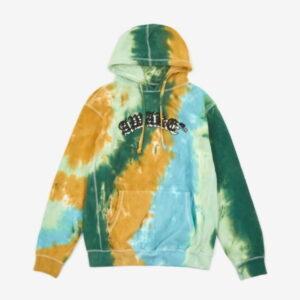 Sweat à capuche universitaire double brodé Awake Multi Tie Dye Rose 336848
