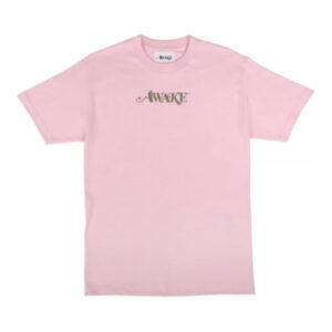 T-shirt avec logo en feuille métallique Awake rose noir 336825