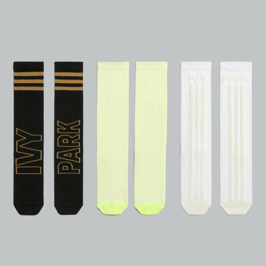 adidas Ivy Park Logo Chaussettes 3-Pack Noir/Mesa/Blanc Jaune 336653