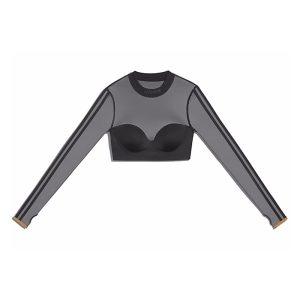 Haut court adidas Ivy Park en maille à manches longues noir gris 335727