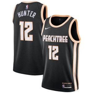 2021-22 Atlanta Hawks # 12 De Andre Hunter City Edition Swingman Jersey Maillot de basket-ball Noir 328978