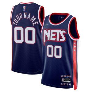 2021-22 Brooklyn Nets Nike City Edition Swingman Jersey Maillot de basket-ball personnalisé Marine 330084