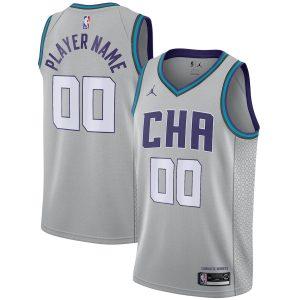 2021-22 Charlotte Hornets Nike City Edition Swingman Jersey Maillot de basket-ball personnalisé Gris 330113