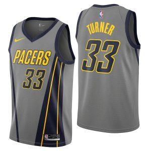 2021-22 Indiana Pacers #33 Myles Turner City Edition Swingman Jersey Maillot de basket-ball Gris 330663