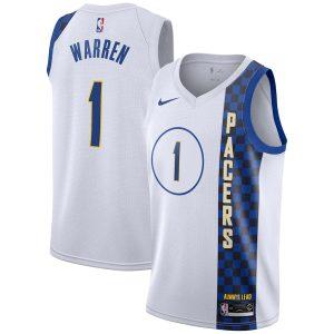 2021-22 Indiana Pacers #1 T.J Warren City Edition Swingman Jersey Maillot de basket-ball Blanc 330714