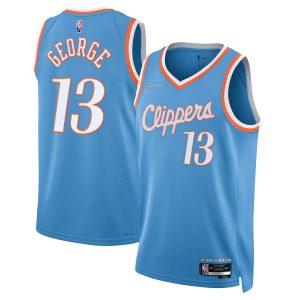 Maillot de basket-ball des Los Angeles Clippers 2021-22 # 13 Paul George City Edition Maillot Swingman Bleu Bleu 330754