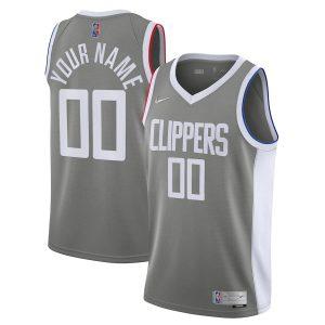 Maillot Swingman Nike Earned Edition des Los Angeles Clippers 2021-22 – Gris personnalisé 330864