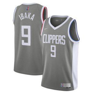 Maillot de basket-ball 2021-22 Los Angeles Clippers #9 Serge Ibaka Earned Edition Swingman Jersey Gris 330884
