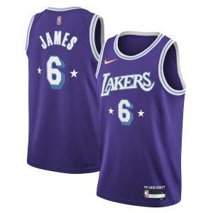 Maillot de basket-ball 2021-22 Los Angeles Lakers #6 Lebron James City Edition Maillot Swingman Violet 331060