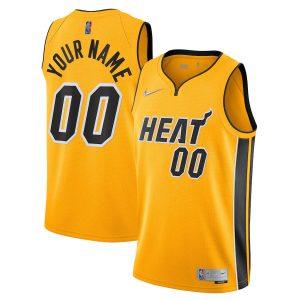 Maillot Swingman Miami Heat Nike Earned Edition 2021-22 – Jaune personnalisé 331170