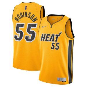 2021-22 Miami Heat # 55 Duncan Robinson Earned Edition Swingman Maillot Jaune 331260