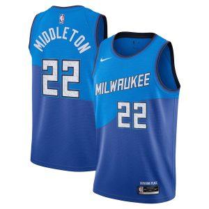 Maillot de basket-ball Milwaukee Bucks 2021-22 #22 Khris Middleton City Edition Swingman Jersey bleu 331291