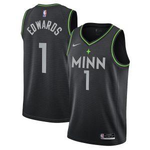 Maillot Swingman Minnesota Timberwolves #1 Anthony Edwards City Edition 2021-22 – Noir Bleu 331362