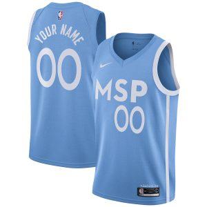 Maillot Swingman Nike City Edition Minnesota Timberwolves 2021-22 – Bleu personnalisé 331341