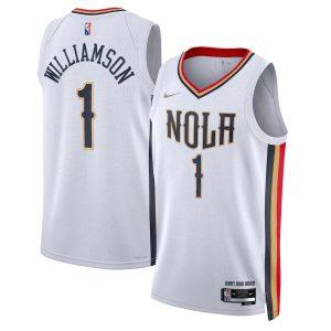 2021-22 New Orleans Pelicans #1 Zion Williamson City Edition Swingman Jersey Maillot de basket-ball Blanc 331392