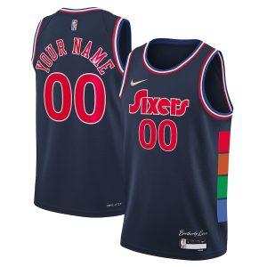 Maillot Swingman Nike City Edition des Philadelphia 76ers 2021-22 – Marine personnalisé 331666