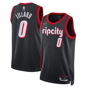 Maillot de basket-ball 2021-22 Portland Trail Blazers #0 Damian Lillard City Edition Maillot Swingman Noir 331794