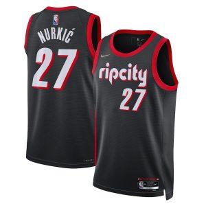 Maillot de basket-ball 2021-22 Portland Trail Blazers #27 Jusuf Nurkic City Edition Maillot Swingman Noir 331774