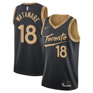 Maillot de basket-ball 2021-22 Toronto Raptors #18 Yuta Watanabe City Edition Swingman Jersey noir 332062