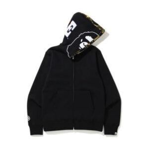 BAPE 1st Camo 2nd Ape Sweat à capuche entièrement zippé Noir Noir 346781