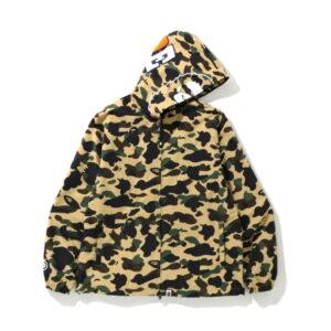 BAPE 1st Camo 2nd Ape Veste à capuche zippée jaune noir 347844