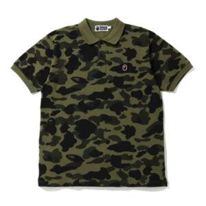 BAPE 1st Camo Ape Head One Point Polo Vert Vert 348305