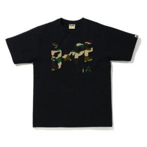 BAPE 1st Camo Bapesta Logo Tee Noir/Jaune Noir/Jaune 348458