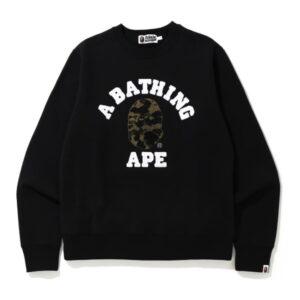 BAPE 1st Camo College Sweat-shirt brodé à col rond Noir Noir 349450