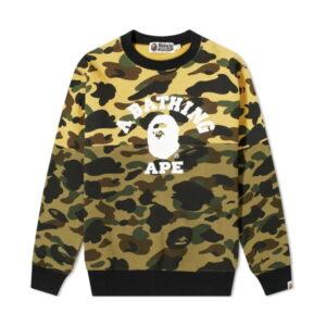 Sweat BAPE 1st Camo College Half Crewneck Jaune/Vert Jaune/Vert 349473
