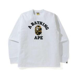 BAPE 1st Camo College L/S Tee (SS21) Blanc/Jaune Blanc/Jaune 349496