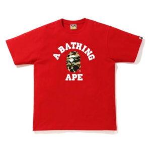 T-shirt BAPE 1st Camo College (SS20) Rouge/Jaune Noir 351016