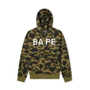 BAPE 1st Camo Crystal Stone Sweat à capuche entièrement zippé Vert Vert 355036