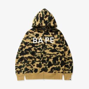 BAPE 1st Camo Crystal Stone Sweat à capuche zippé jaune jaune 354090