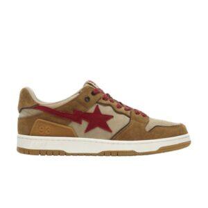 BAPE Sk8 Sta Low Blé Rouge Baskets Blanc 1G70191030