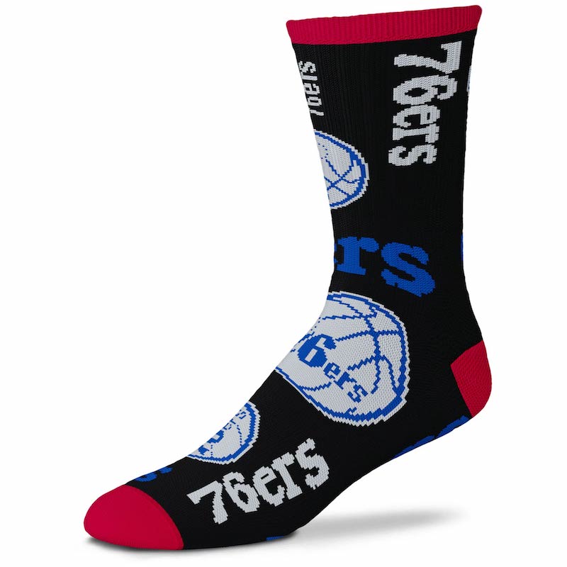For Bare Feet Philadelphia 76ers Chaussettes bout à bout Crew Blanc 4205887