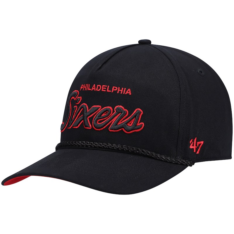 Casquette Snapback '47 noire Philadelphia 76ers Crosstown Script Hitch pour hommes 4672729