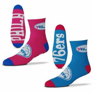 Chaussettes quart-longueur équipe pour hommes For Bare Feet Philadelphia 76ers 2-Pack Blanc 3877115