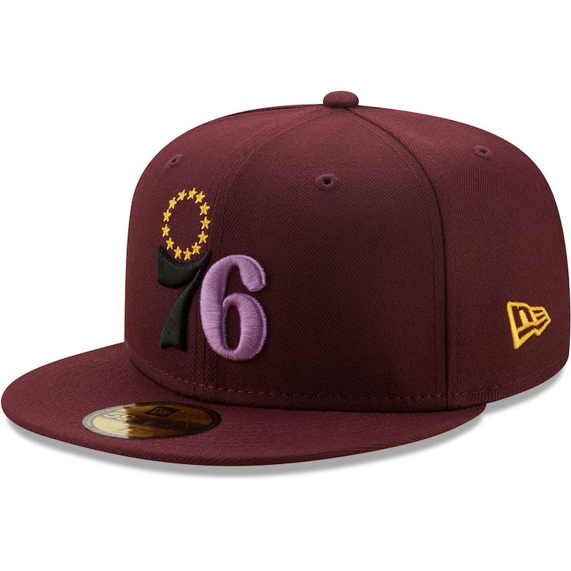 Casquette ajustée New Era Maroon Philadelphia 76ers Color Park 59FIFTY pour hommes Blanc 4293025