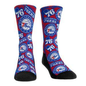 Chaussettes Rock Em pour hommes Philadelphia 76ers Sketch Crew Chaussettes Bleu 4693734