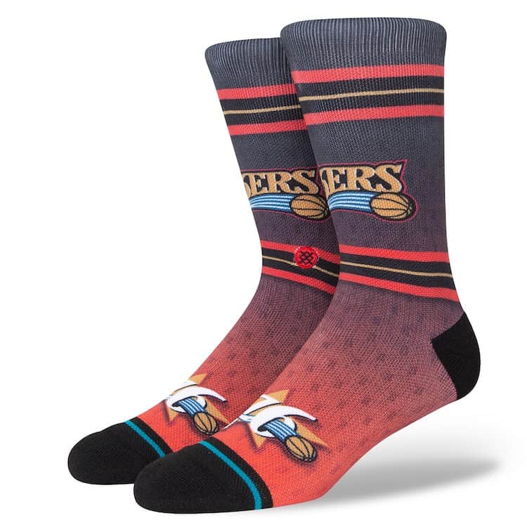 Chaussettes Stance Philadelphia 76ers Hardwood Classics Fader Collection Crew pour hommes Blanc 4493641