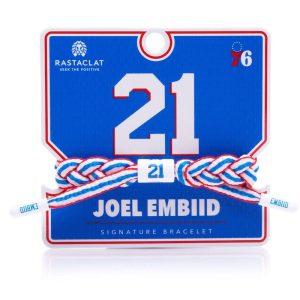 Rastaclat Joel Embiid Philadelphia 76ers Nom et numéro du joueur tressé Bracelet couleur de l'équipe Noir 3653811