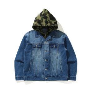 Veste en jean à capuche coupe ample BAPE 1st Camo Indigo Indigo 428417