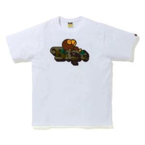 T-shirt BAPE 1st Camo Milo sur BAPE Tee Blanc/Vert Blanc 428717