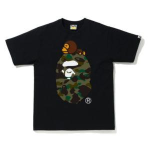 T-shirt BAPE 1st Camo Milo sur Big Ape Tee (FW21) Noir/Vert Gris 428743