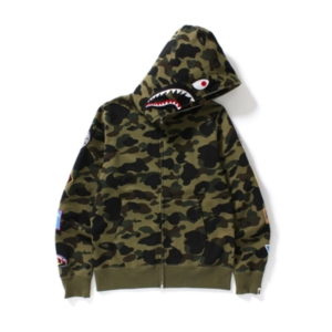 BAPE 1st Camo Multi Logo Shark Sweat à capuche entièrement zippé Vert Camo Vert/Camo 428876