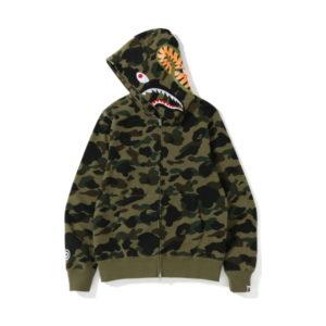 BAPE 1st Camo Screen Imprimé Shark Full Zip Sweat à capuche Vert Noir 431490