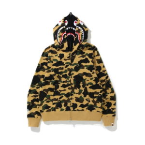 BAPE 1st Camo Shark Full Zip Double Sweat à capuche Jaune Blanc 431480