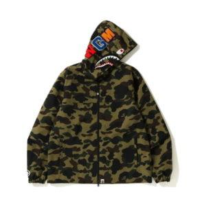 BAPE 1st Camo Shark Veste à capuche Vert Blanc 431509