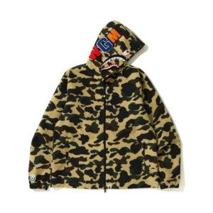 BAPE 1st Camo Shark Veste à capuche jaune gris 431500